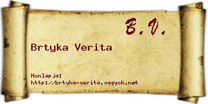 Brtyka Verita névjegykártya